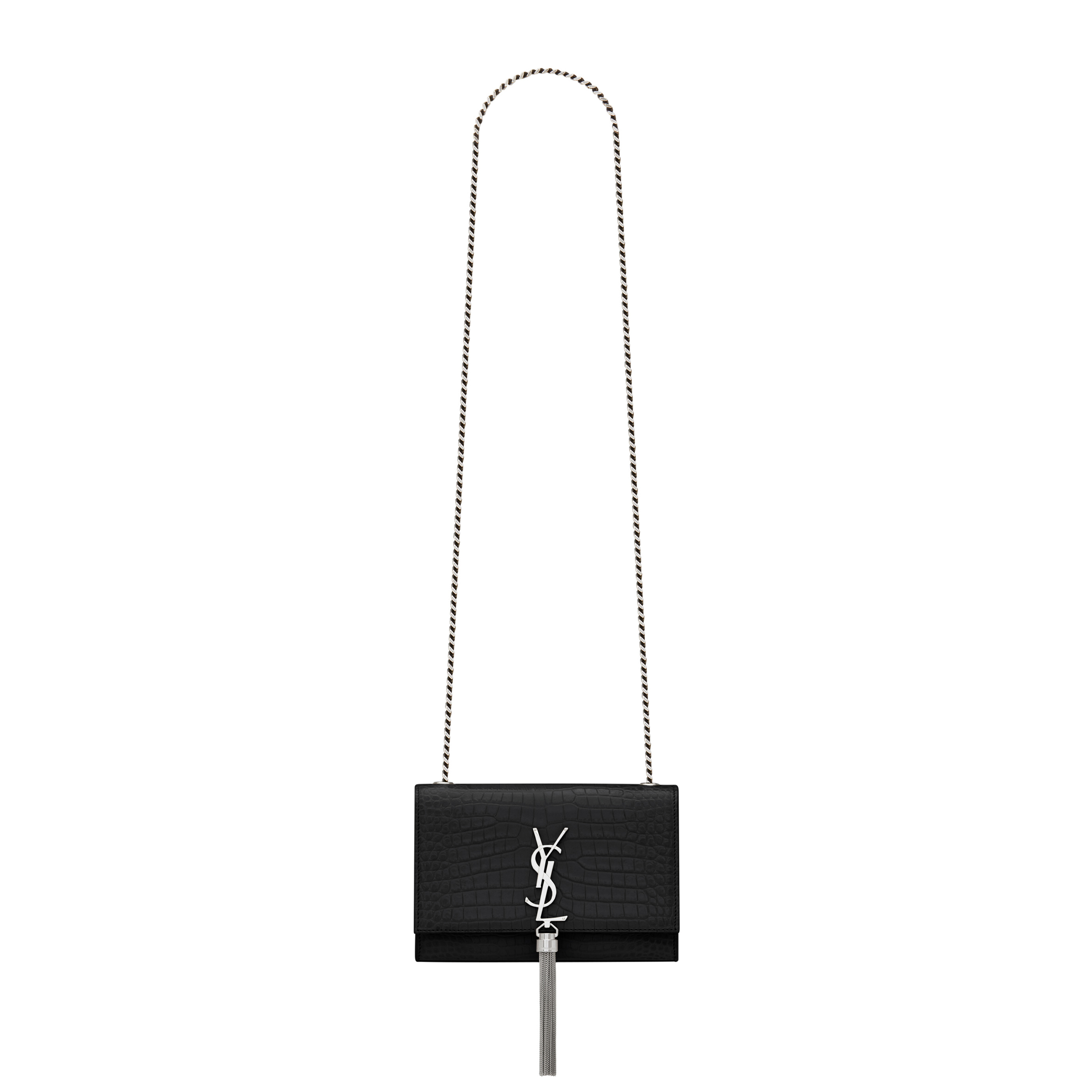 YSL KATE SMALL TASSEL IN CROCODILE-EMBOSSED LEATHER 474366DND0N1000 (20*12.5*5cm)